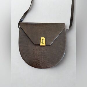 Yves Saint Laurent Brown Leather Bag with Gold Accent